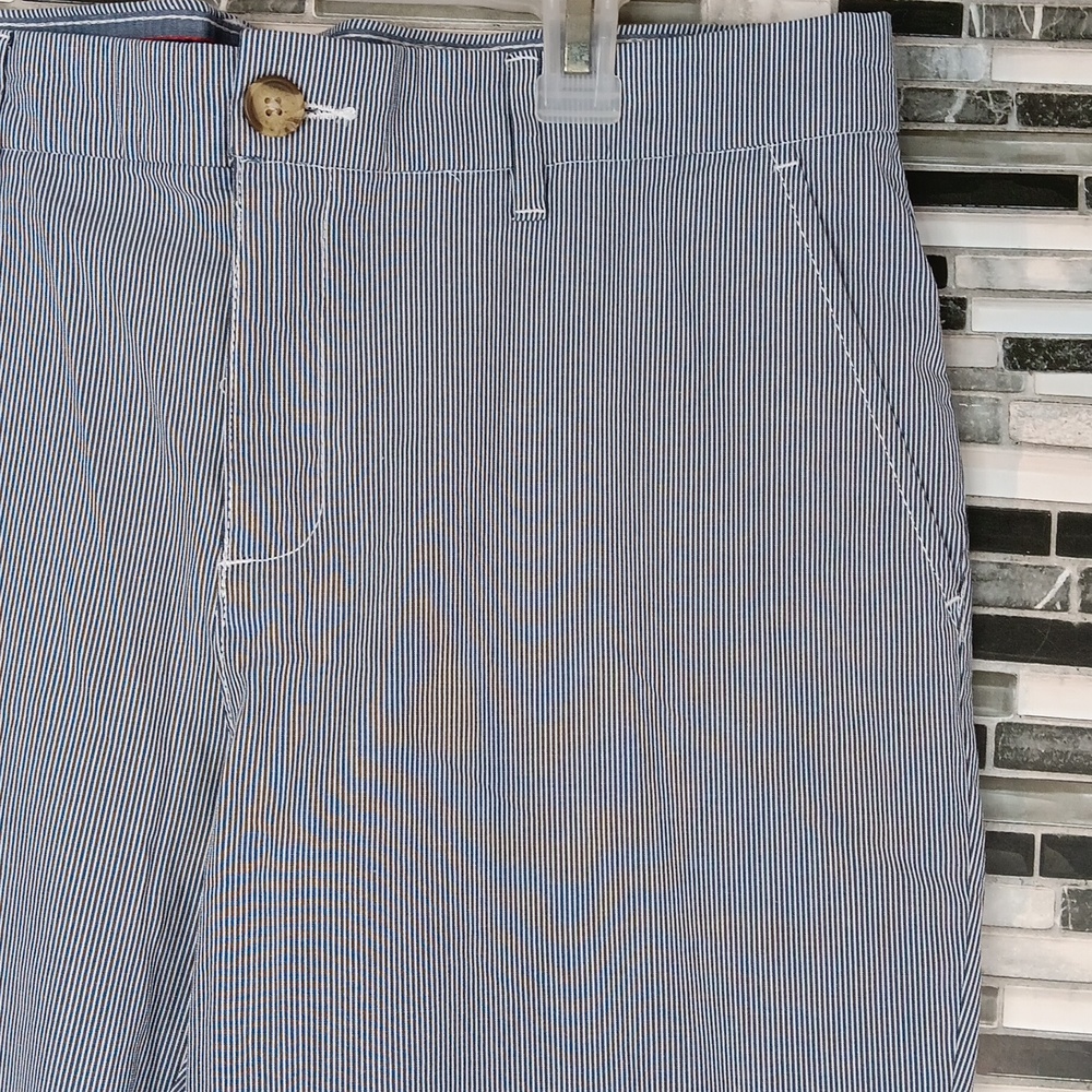 Tommy Hilfiger Womens 12 Blue Pin Striped Chinos Straight Legged Pants - Picture 4 of 10
